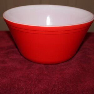 Federal Glass Red 9" Mixing Bowl With Double Bands